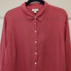 Sz.XL J.Jill Button-down Collar Shirt Long Sleeves With Roll-up Buttons